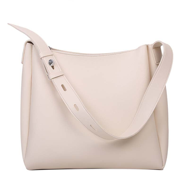 White 2-Piece Women's Bucket Bag Set - Vintage Large Capacity Shoulder Tote & Crossbody Bag (Commuter Style) Main image