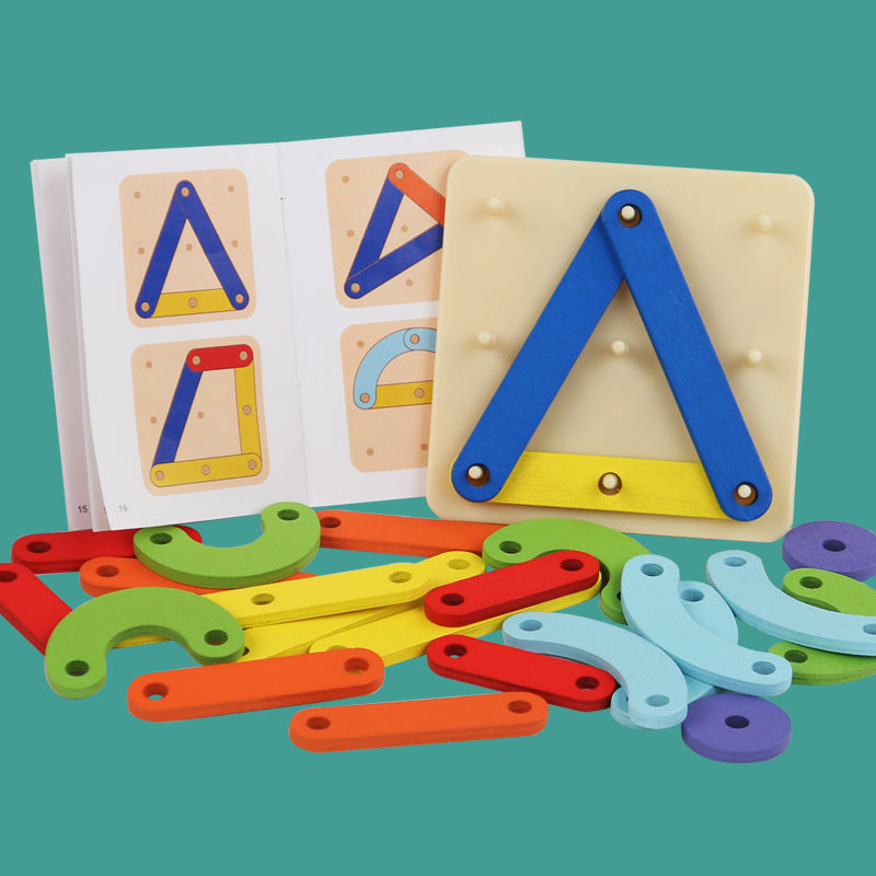 Children's Wooden Two-Player Creative Pegboard - Educational Toy for Number, Color, and Shape Recognition Secondary image