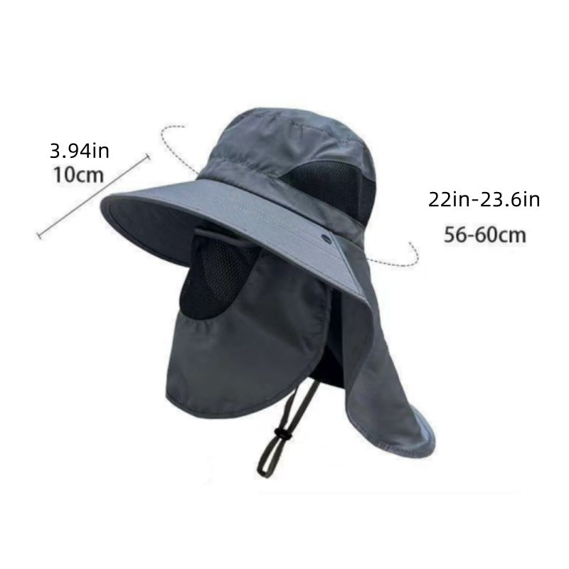 Dark Grey Outdoor UV Protection Hat for Men ��� Detachable Face & Neck Shield, Large Brim Sun Hat for Fishing, Hiking, and Outdoor Activities