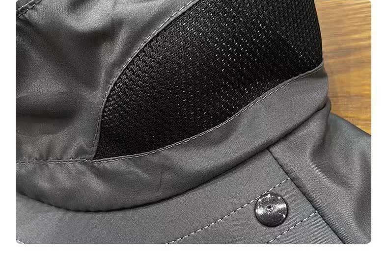 Dark Grey Outdoor UV Protection Hat for Men ��� Detachable Face & Neck Shield, Large Brim Sun Hat for Fishing, Hiking, and Outdoor Activities