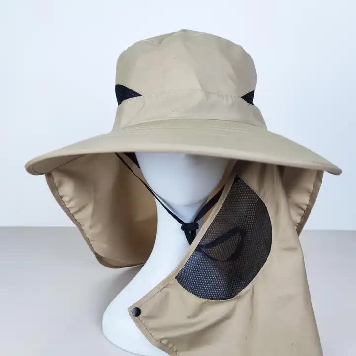Military Green Outdoor UV Protection Hat for Men - Detachable Face & Neck Shield, Large Brim Sun Hat for Fishing, Hiking, and Outdoor Activities Secondary image