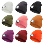Black LED Lighting Rechargeable Detachable Knitted Hat - Warm Winter Beanie with Built-in LED Lights for Outdoor Activities and Nighttime Use