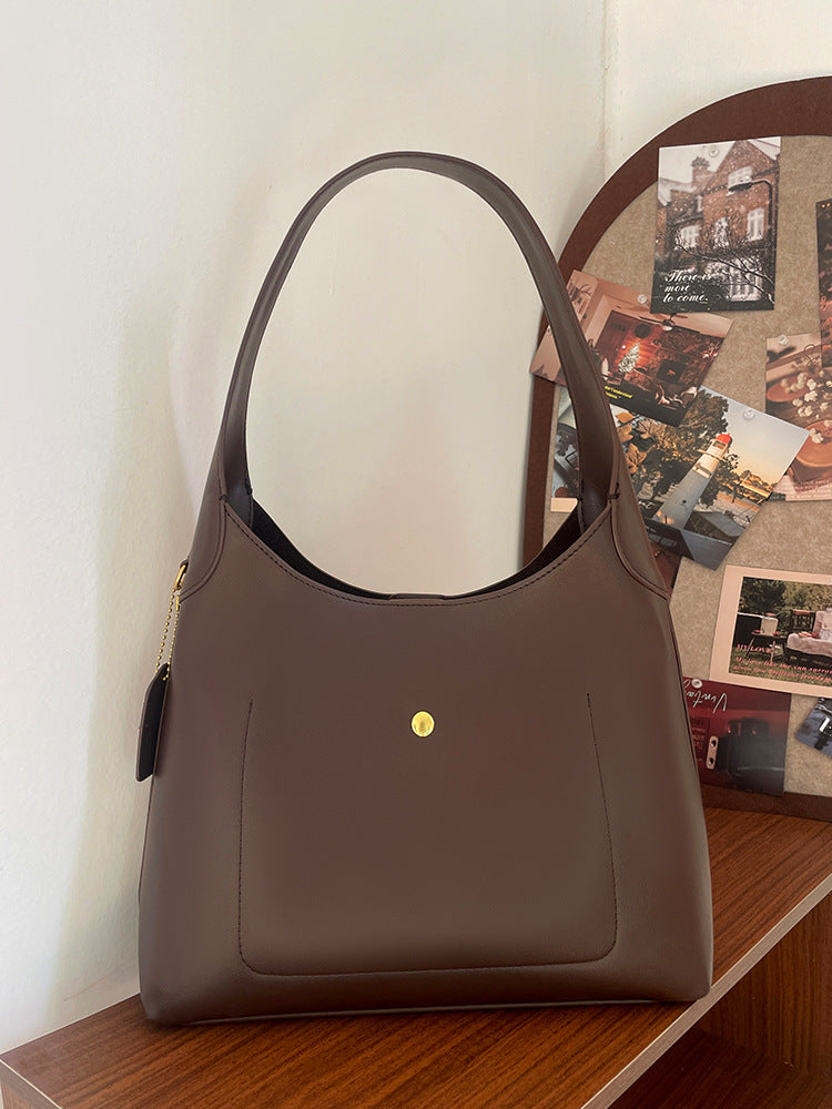 Brown Oil-Wax Leather Style Casual Shoulder Bag, Versatile Handbag and Crossbody Tote for Women Main image