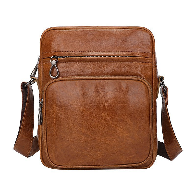 Brown Men's Genuine Leather Casual Shoulder Bag, Minimalist Crossbody Bag for Everyday Use Main image