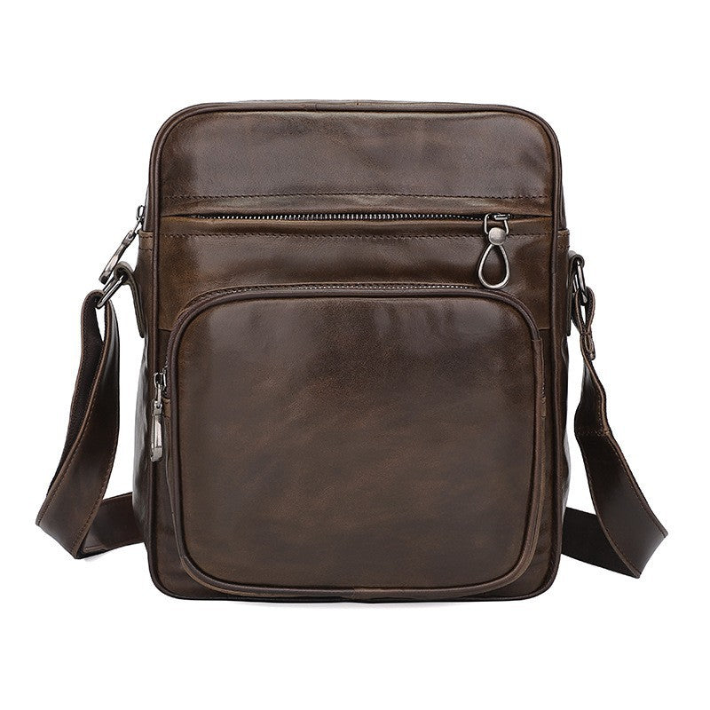 Dark Brown Men's Genuine Leather Casual Shoulder Bag, Minimalist Crossbody Bag for Everyday Use Main image