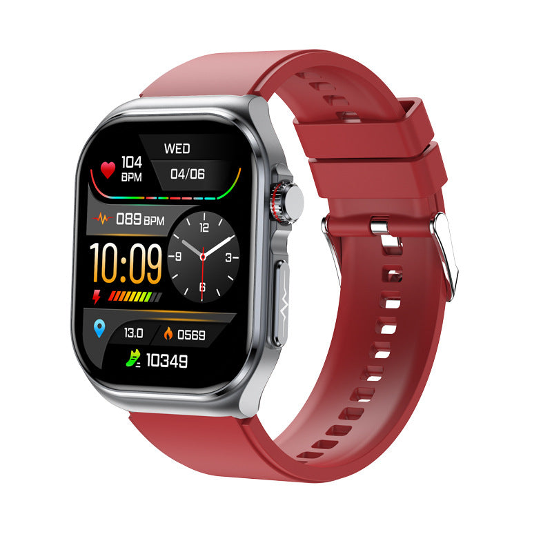 Red Smartwatch with Bluetooth Calling, ECG, Blood Pressure, Heart Rate, and Multi-Sport Modes Main image