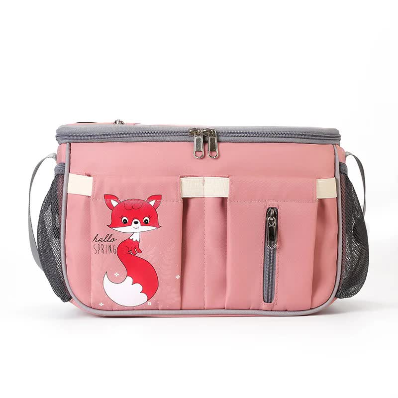 Pink Stroller Organizer Bag - Multi-Functional Baby Bag with Touchscreen Window, USB Port, and Bottle Holders Main image