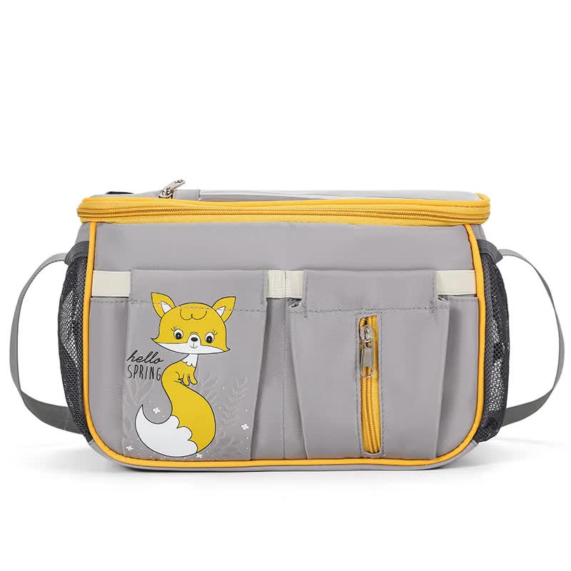 Grey Stroller Organizer Bag - Multi-Functional Baby Bag with Touchscreen Window, USB Port, and Bottle Holders Main image
