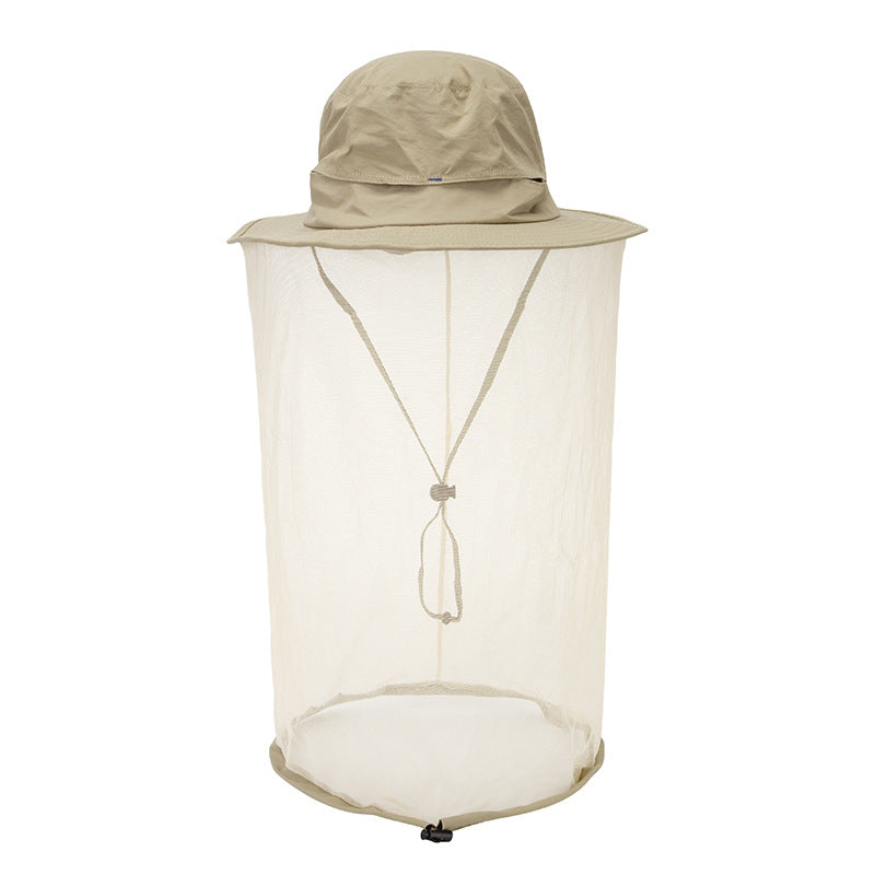 Beige Outdoor Mosquito Net Hat - Sun Protection and Insect Repellent Bucket Hat Main image