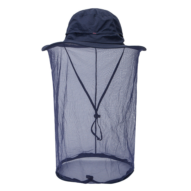 Navy Blue Outdoor Mosquito Net Hat - Sun Protection and Insect Repellent Bucket Hat Main image