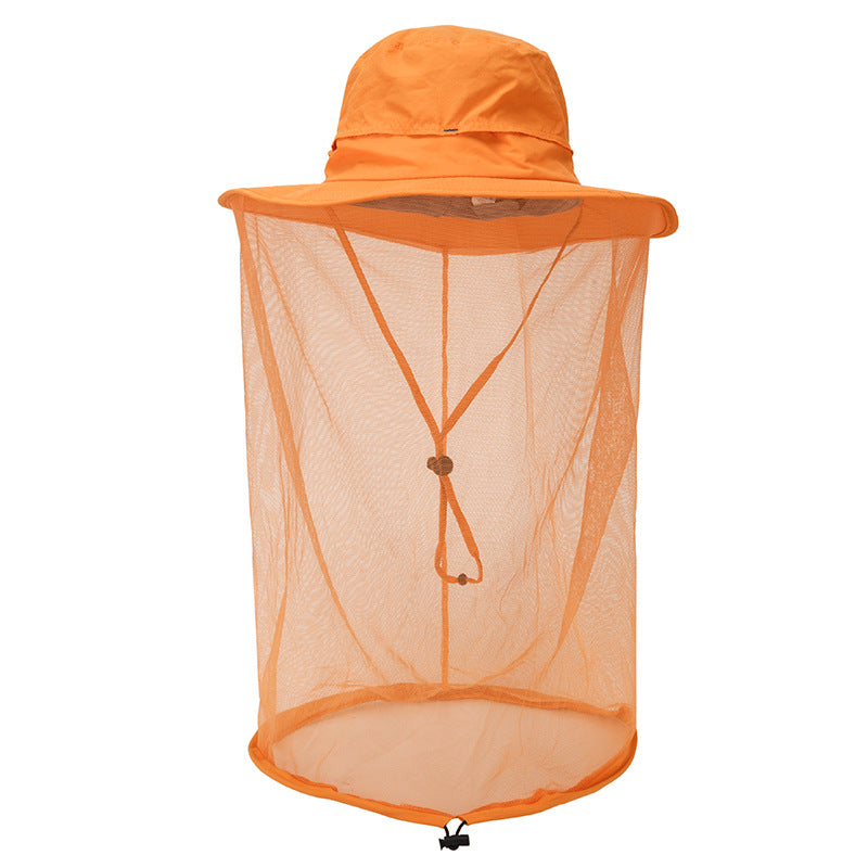 Orange Outdoor Mosquito Net Hat - Sun Protection and Insect Repellent Bucket Hat Main image