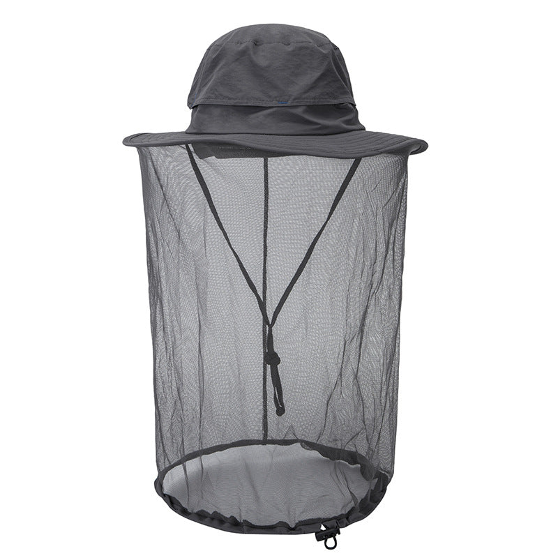 Grey Outdoor Mosquito Net Hat - Sun Protection and Insect Repellent Bucket Hat Main image