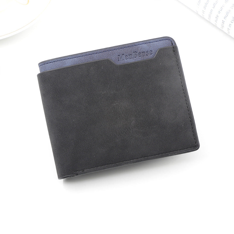 Black Men's Genuine Leather Bifold Wallet - Compact Design with Multiple Card Slots Main image