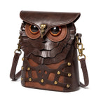 Handcrafted Leather Owl Crossbody Bag ��� Unique Retro Design Shoulder Purse for Women