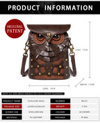 Handcrafted Leather Owl Crossbody Bag ��� Unique Retro Design Shoulder Purse for Women