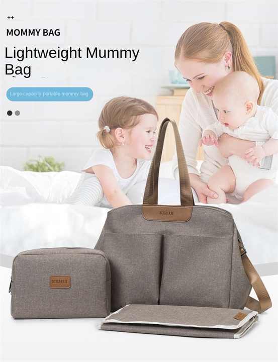 Dark Grey Multi-functional Baby Diaper Bag with Changing Mat - Travel & Stroller-Friendly Design Secondary image