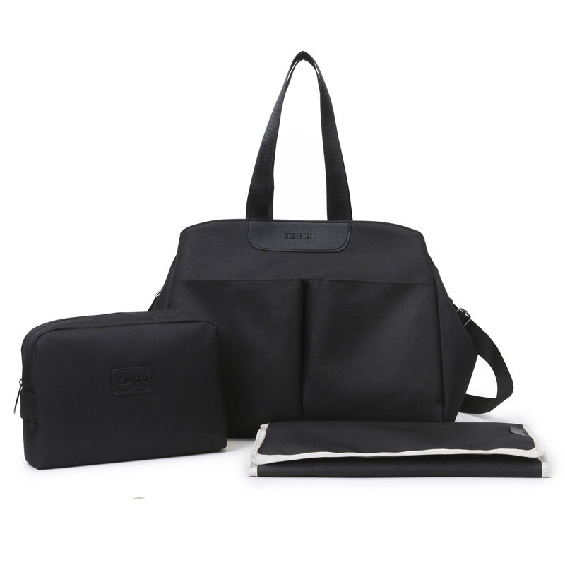 Black Multi-functional Baby Diaper Bag with Changing Mat - Travel & Stroller-Friendly Design Main image