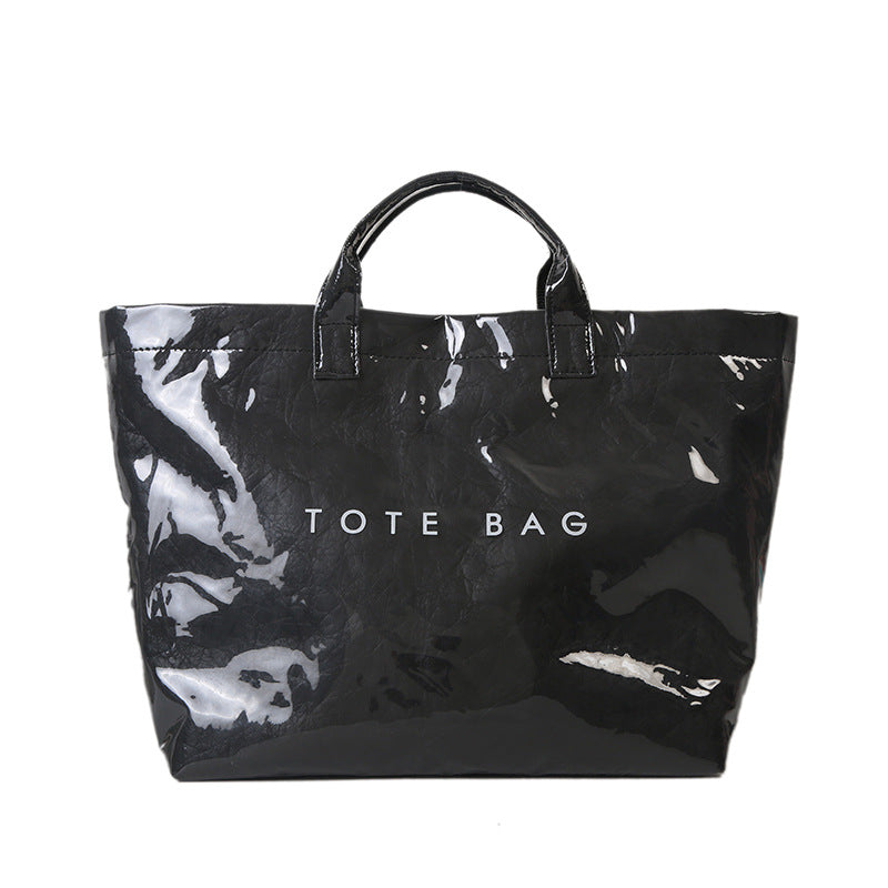 Black Trendy Waterproof Tote Bag - Lightweight and Durable Carryall Main image