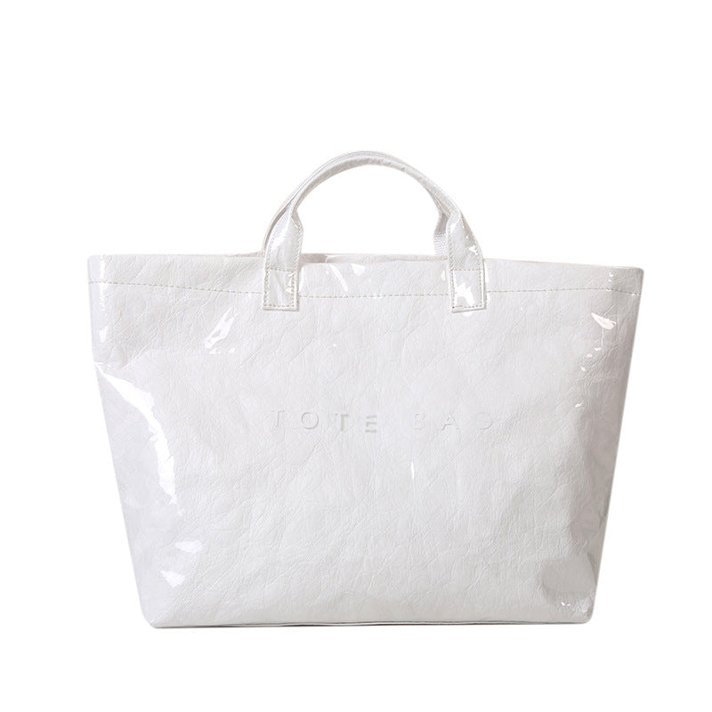 White Trendy Waterproof Tote Bag - Lightweight and Durable Carryall Main image