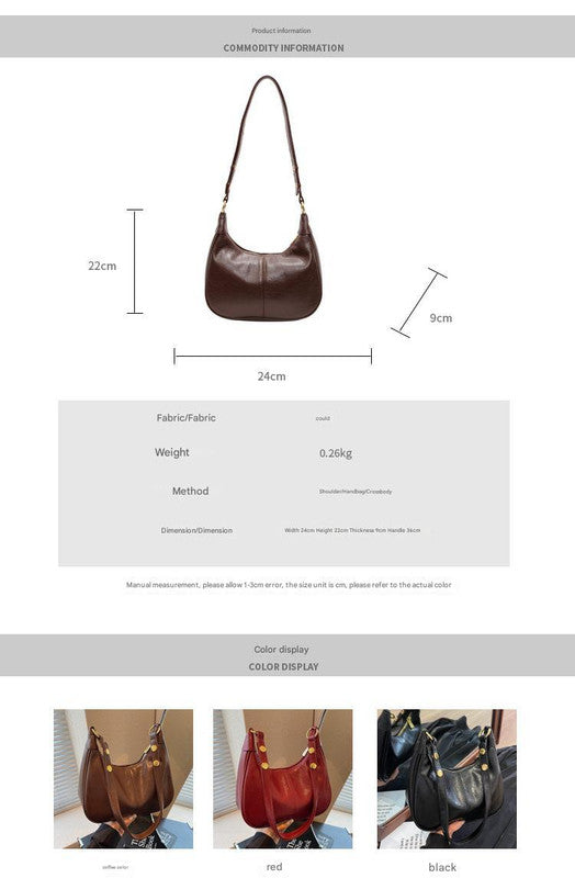 Red Vintage Faux Leather Hobo Shoulder Bag - Classic and Versatile Handbag Secondary image