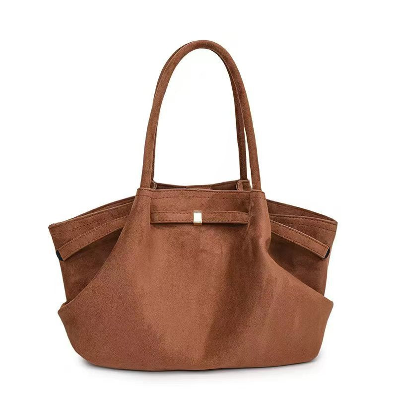 Dark Brown Elegant Suede Tote Bag - Soft and Stylish Handbag for Everyday Use Main image