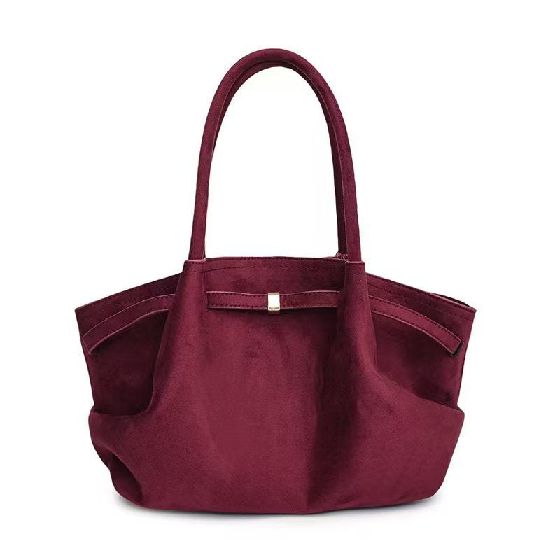 Purple-red Elegant Suede Tote Bag - Soft and Stylish Handbag for Everyday Use Main image