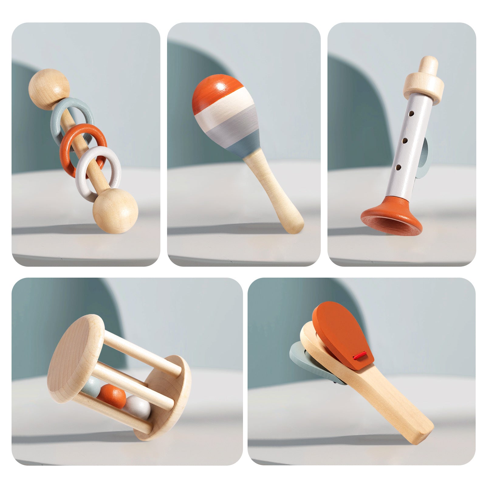Wooden Orff Instrument Set for Kids – Includes Rattle, Maraca, Bell, Trumpet, and Bed Bell – Early Learning Musical Toy for Toddlers Secondary image