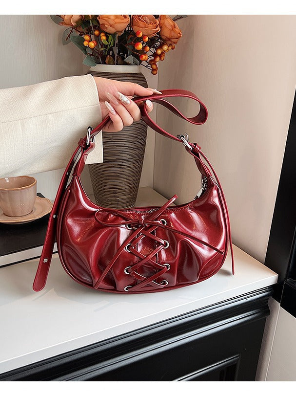 Red Elegant Bowknot Design Shoulder Bag - Chic Underarm Dumpling Bag for Trendy Looks Main image