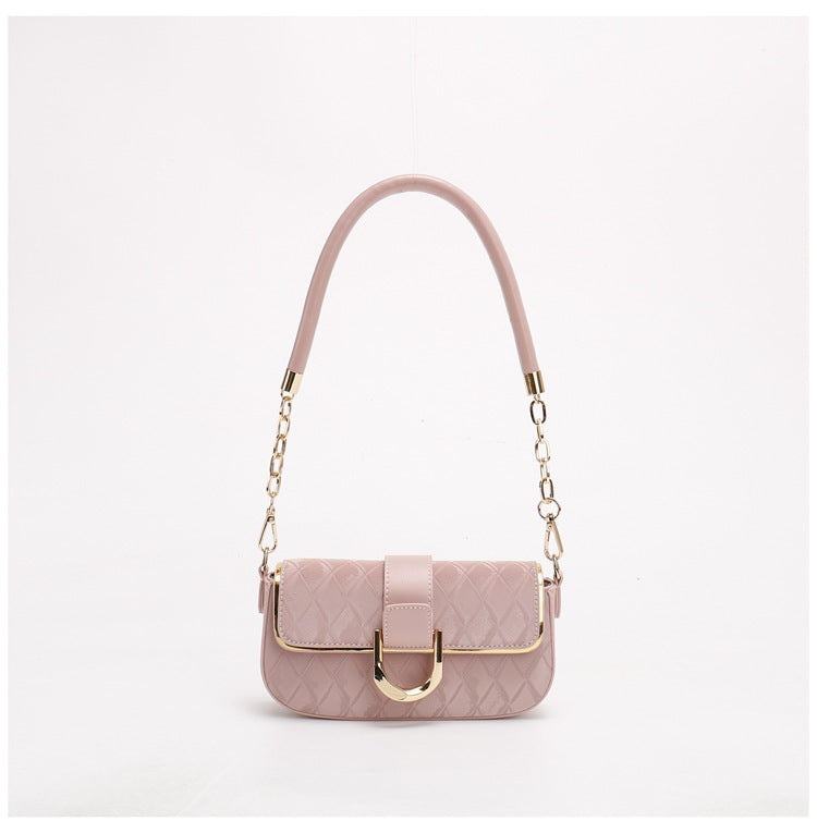 Pink Elegant Quilted Chain Shoulder Bag for Office Professionals | Simple and Fashionable Small Square Bag for Women Main image