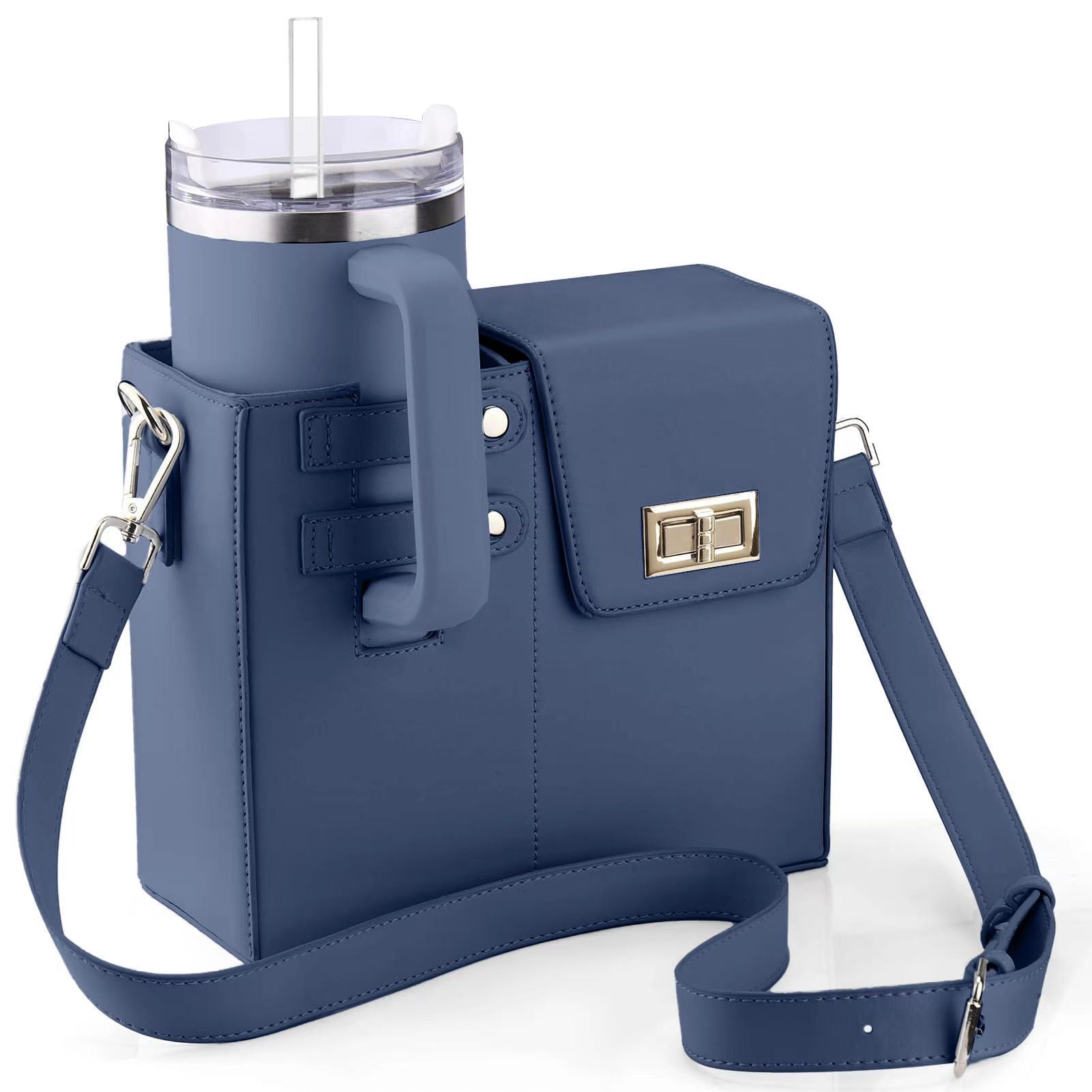 Blue Portable Beverage Bottle Cup Holder Bag | Trendy Crossbody Design for Daily Commute(No water cup) Main image