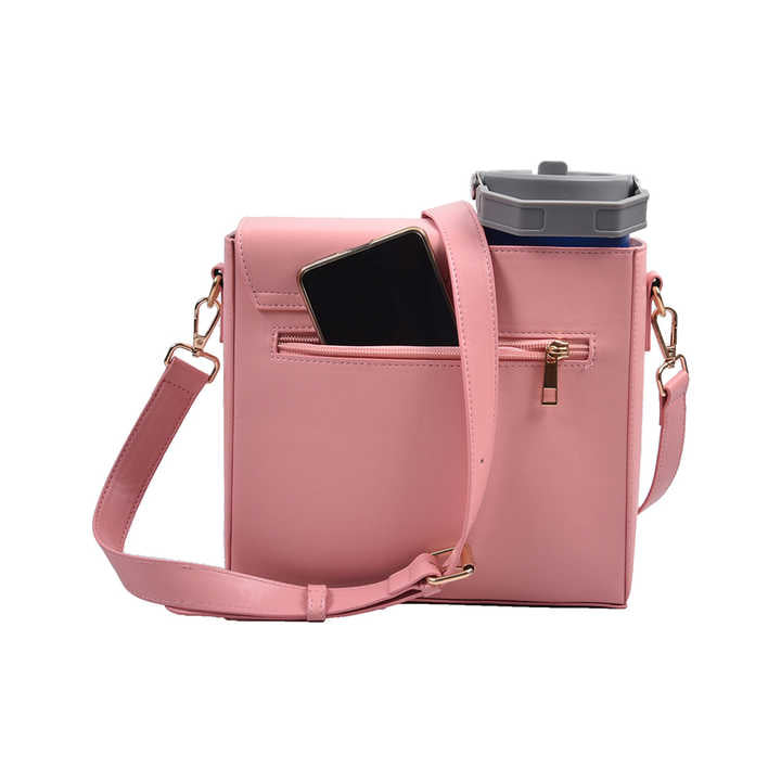 White Portable Beverage Bottle Cup Holder Bag | Trendy Crossbody Design for Daily Commute���No water cup���