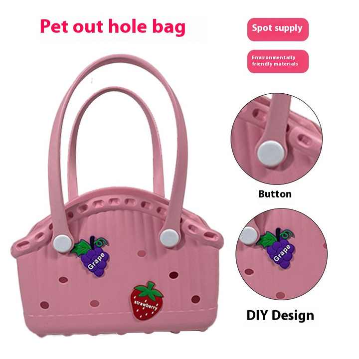 Khaki Portable EVA Pet Handbag - DIY Custom Decoration Carrier for Small Pets, Beach, and Outdoor Use (Large Capacity)