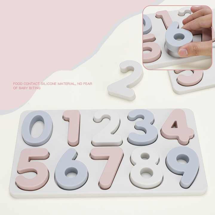 Colorful Silicone Early Learning Number Puzzle Board for Kids – Food-Grade Silicone, Safe and Durable, Montessori Educational Toy Main image