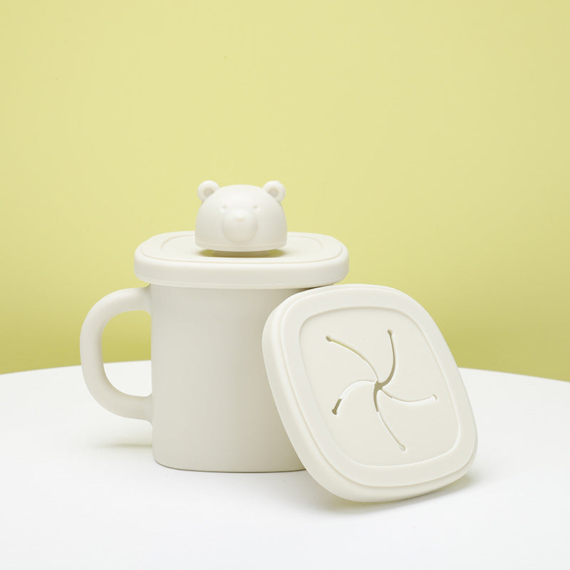 Light Yellow Silicone Baby Training Cup with Dual Handles, Duck-Bill & Snack Cup Lids, Spill-Proof & Drop-Proof Main image