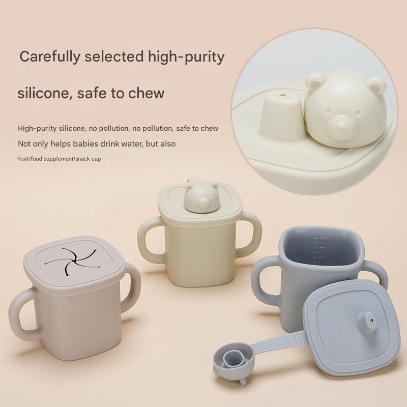Light Yellow Silicone Baby Training Cup with Dual Handles, Duck-Bill & Snack Cup Lids, Spill-Proof & Drop-Proof Secondary image