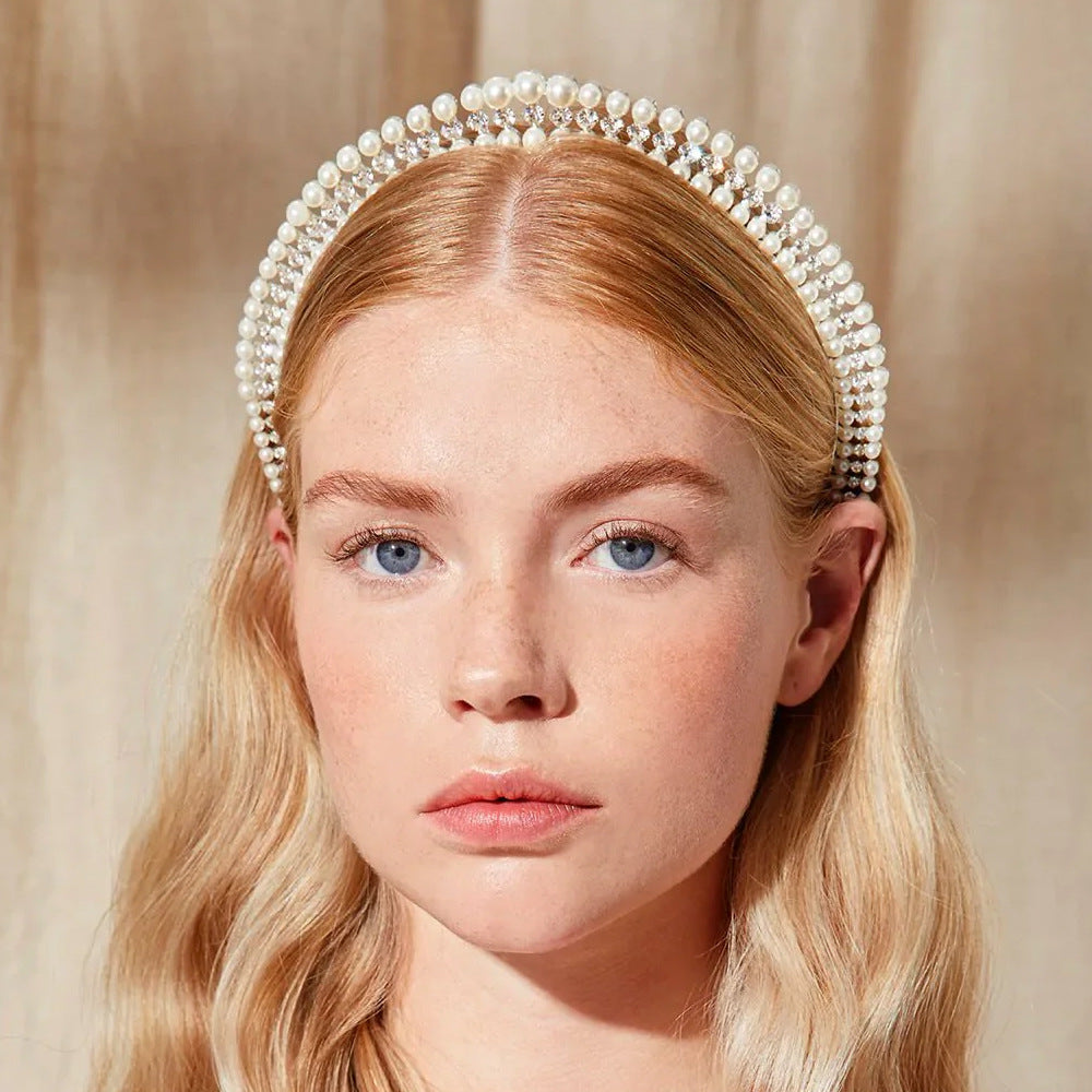 Silver Elegant Faux Pearl Bridal Headband ��� Multi-Layer Vintage Princess Tiara for Weddings and Formal Occasions, Lightweight Design Secondary image