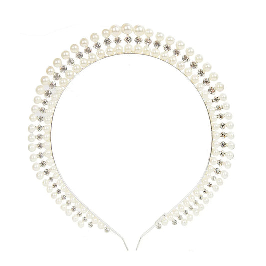 Silver Elegant Faux Pearl Bridal Headband ��� Multi-Layer Vintage Princess Tiara for Weddings and Formal Occasions, Lightweight Design