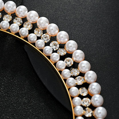 Silver Elegant Faux Pearl Bridal Headband ��� Multi-Layer Vintage Princess Tiara for Weddings and Formal Occasions, Lightweight Design