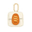 Bread Pattern White Cute Multifunctional Mini Leather Coin Purse with Keychain for Lipstick, Bluetooth Earbuds, and Small Essentials
