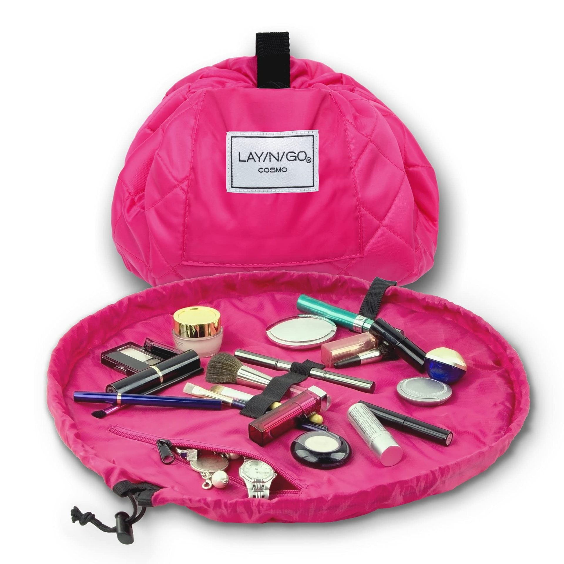 Pink Portable Drawstring Cosmetic Storage Bag for Travel and Daily Use(Cosmetics pictured are photo props and are not included) Main image