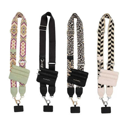 Black Adjustable Crossbody Strap with Mini Pouch - Versatile Replacement Shoulder Strap