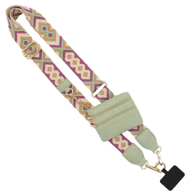 Diamond shape Patchwork Adjustable Crossbody Strap with Mini Pouch - Versatile Replacement Shoulder Strap Main image