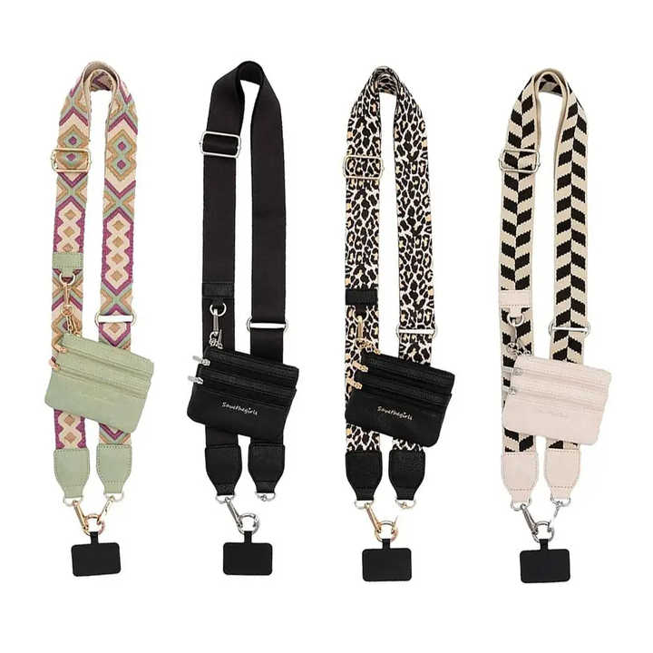 Diamond shape Patchwork Adjustable Crossbody Strap with Mini Pouch - Versatile Replacement Shoulder Strap Secondary image