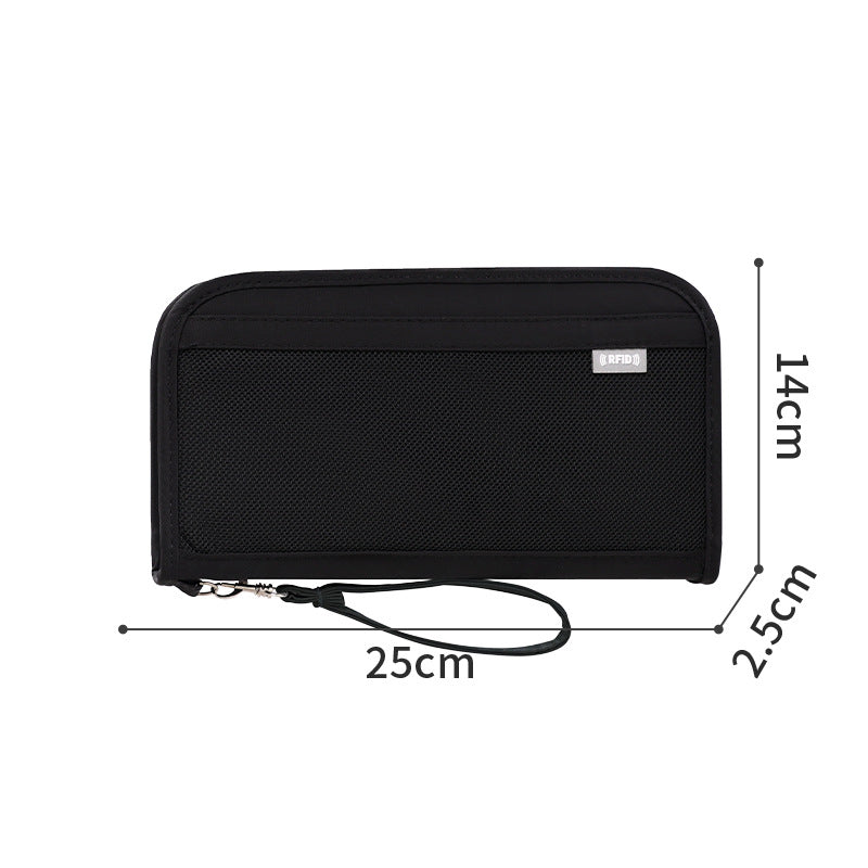 Black Portable RFID Blocking Travel Passport Holder with Large Capacity Main image