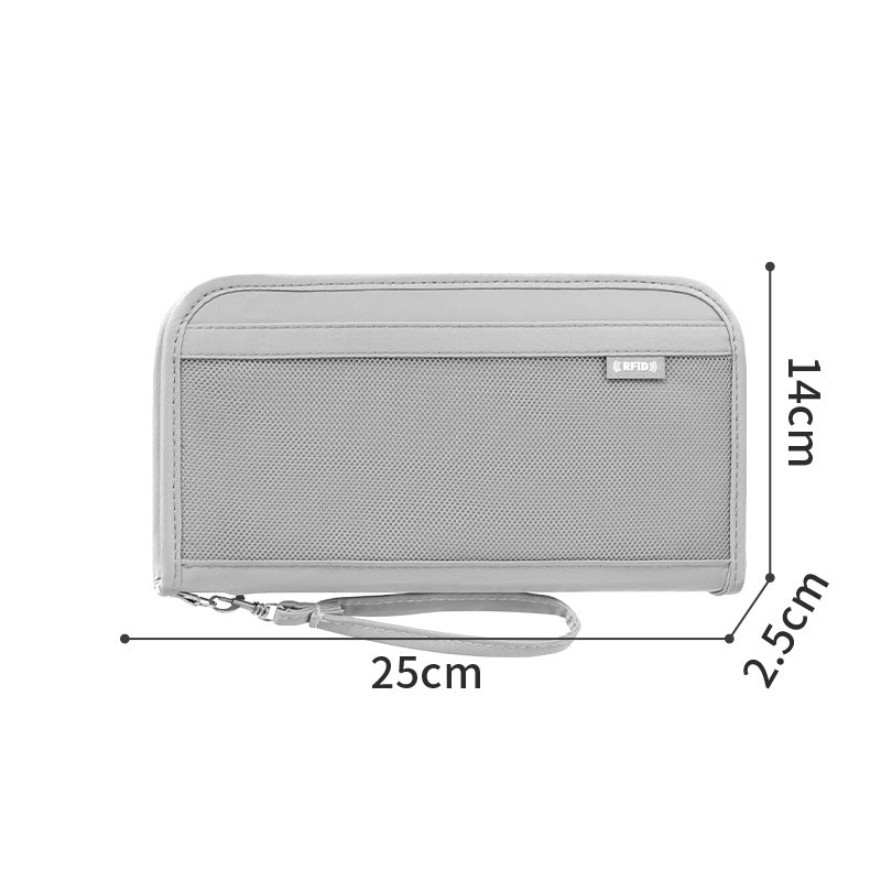 Grey Portable RFID Blocking Travel Passport Holder with Large Capacity Main image