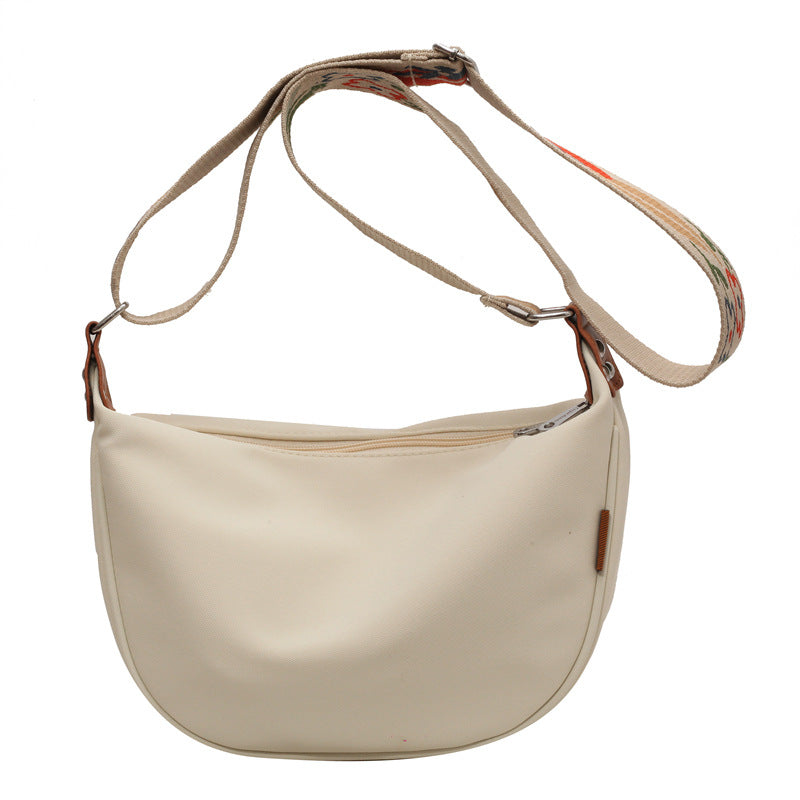 Off White With Colored Suspenders Large Capacity Canvas Shoulder Bag - Casual Crossbody Dumpling Bag Secondary image