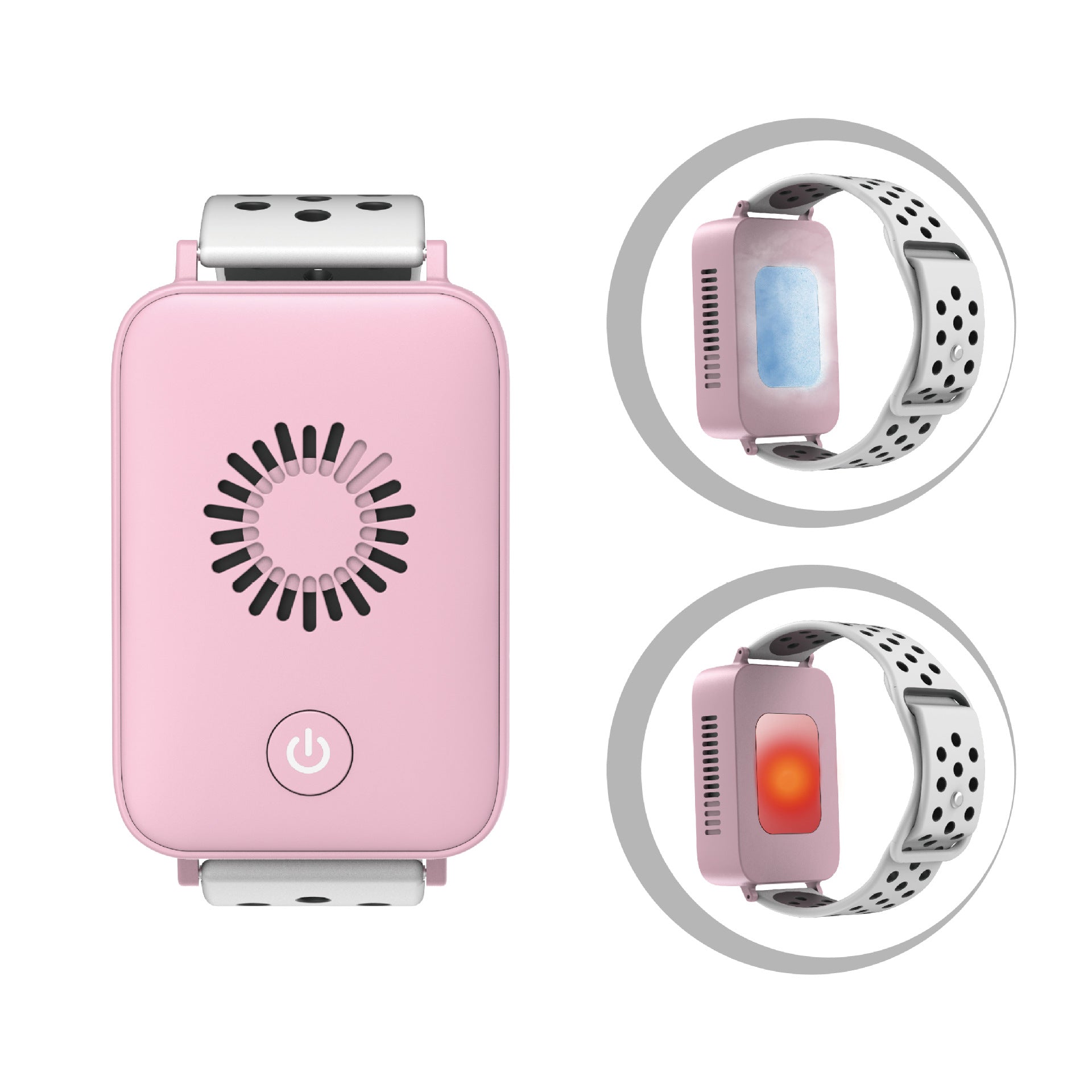 Pink Wearable Cooling and Heating Wristband - Mini Wearable Air Conditioner for Instant Heat or Cool Relief with USB Fast Charging Main image