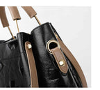 Black Elegant Embossed PU Leather Tote Bag for Women - Large Capacity Handbag with Inner Pouch