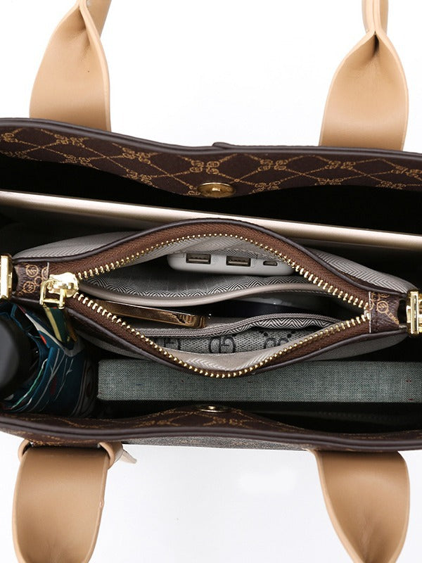 Brown Retro Fashion Handbag ��� Elegant Tote with Large Capacity for Work and Daily Use