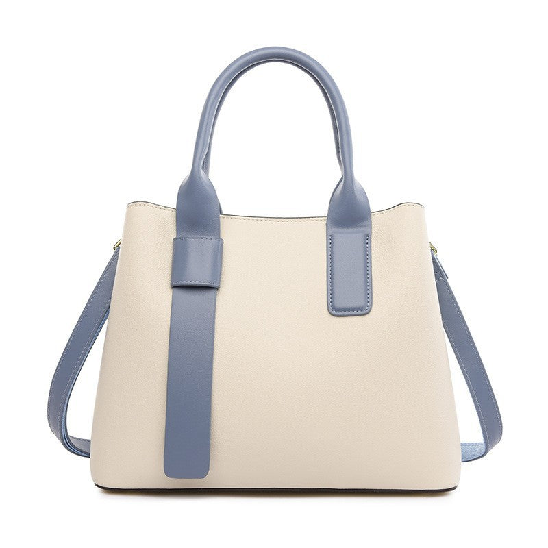 Off White And Blue Retro Fashion Handbag - Elegant Tote with Large Capacity for Work and Daily Use Main image